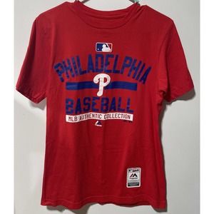 Philadelphia Phillies Men's Majestic Red Short Sleeve T-shirt Size Medium(BB1)
